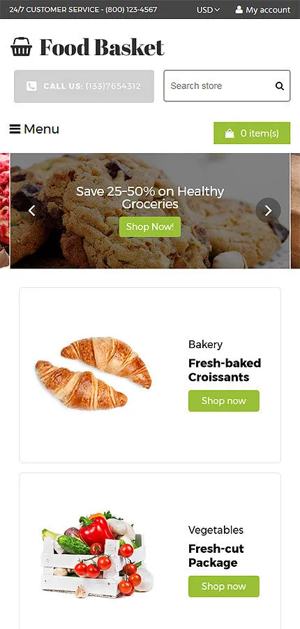 Online Food Basket - Shopify Themes