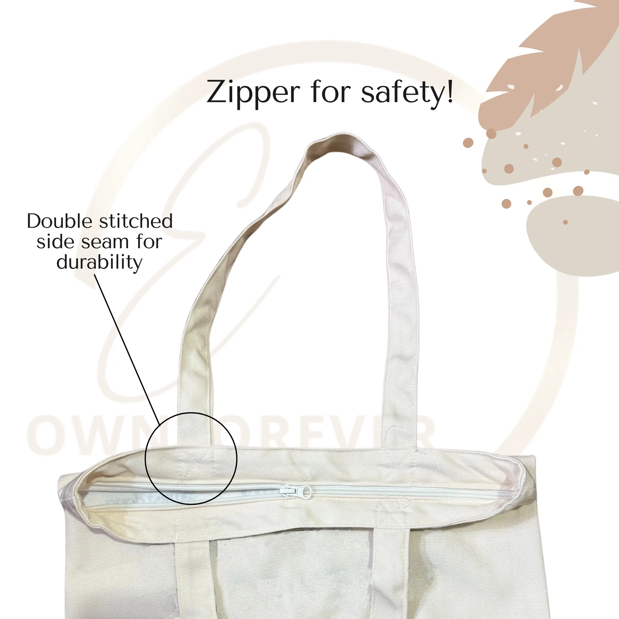 Packed but Still Unprepared Tote Bag with Zipper Beige