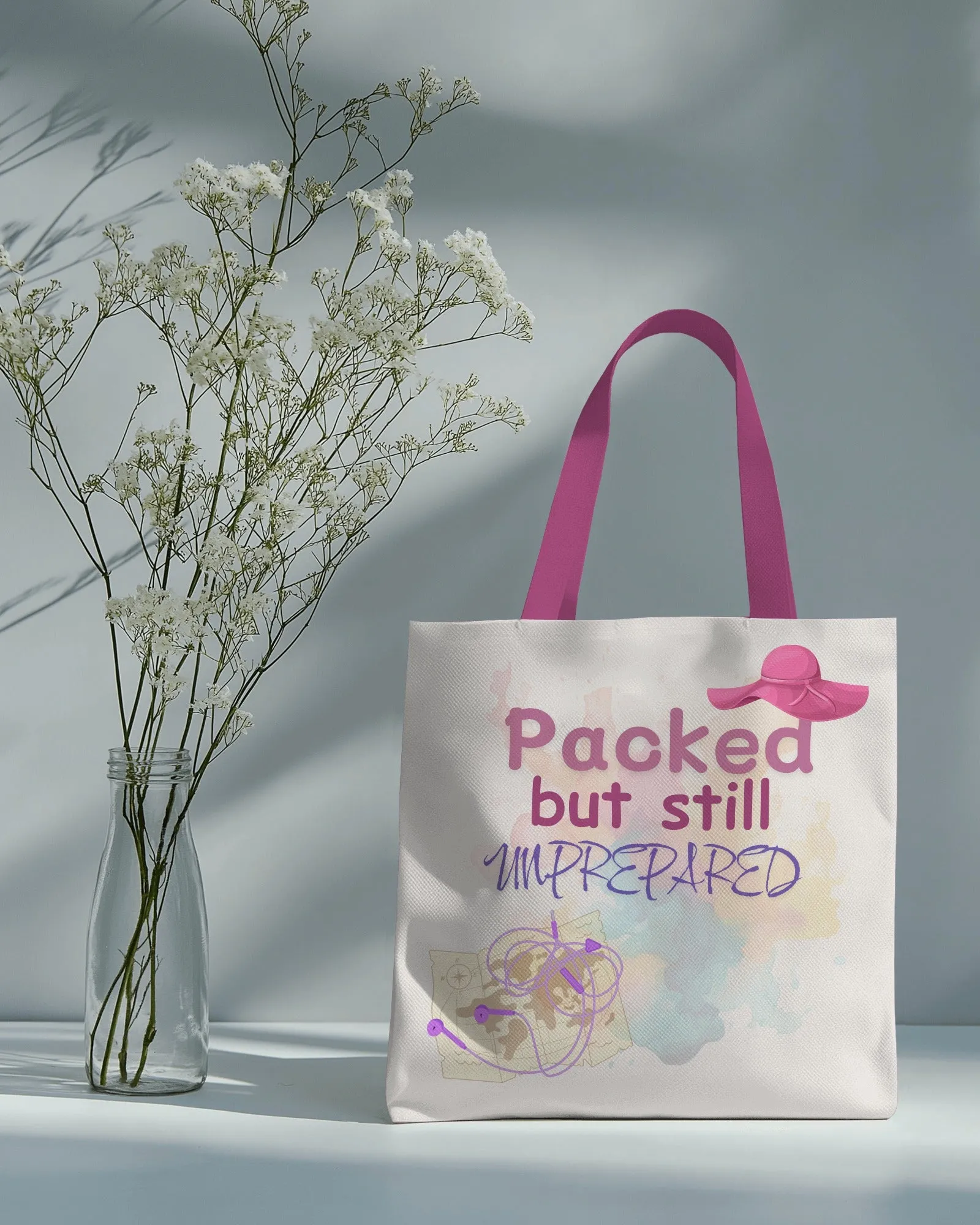 Packed but Still Unprepared Tote Bag with Zipper Beige