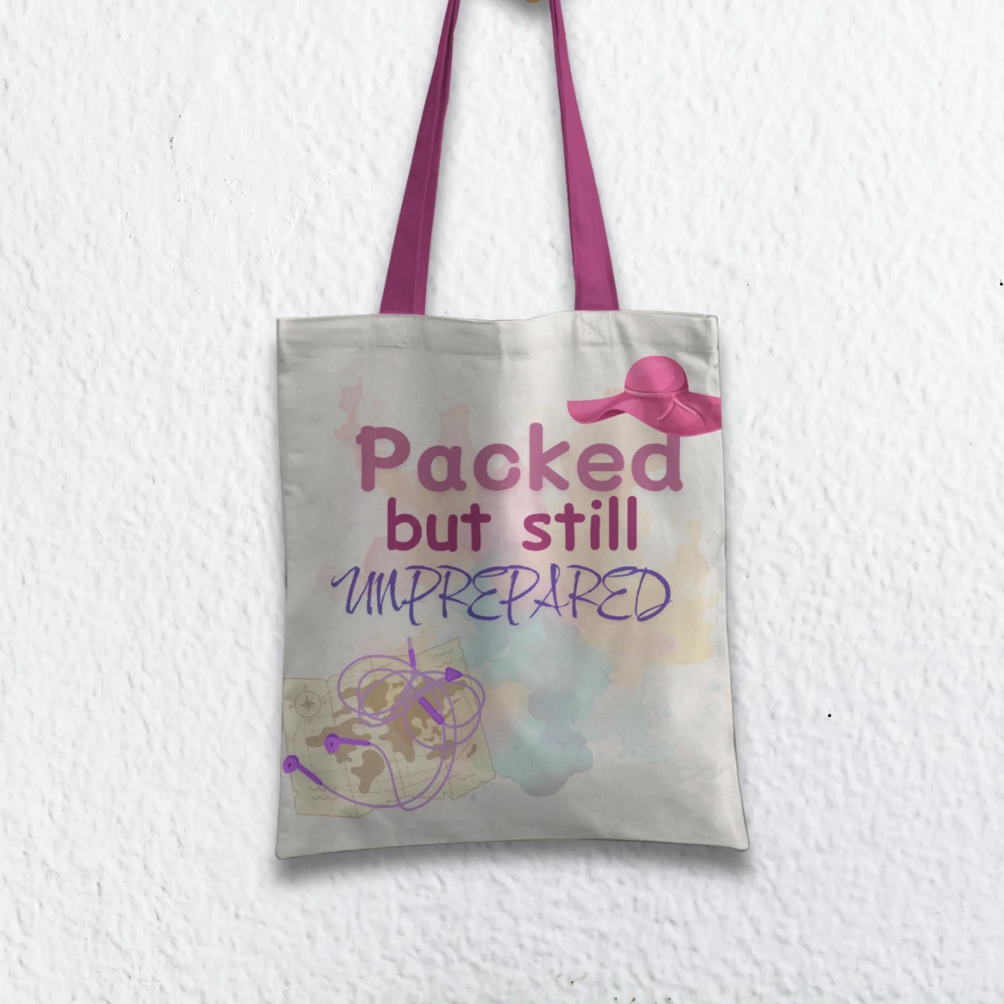 Packed but Still Unprepared Tote Bag with Zipper Beige