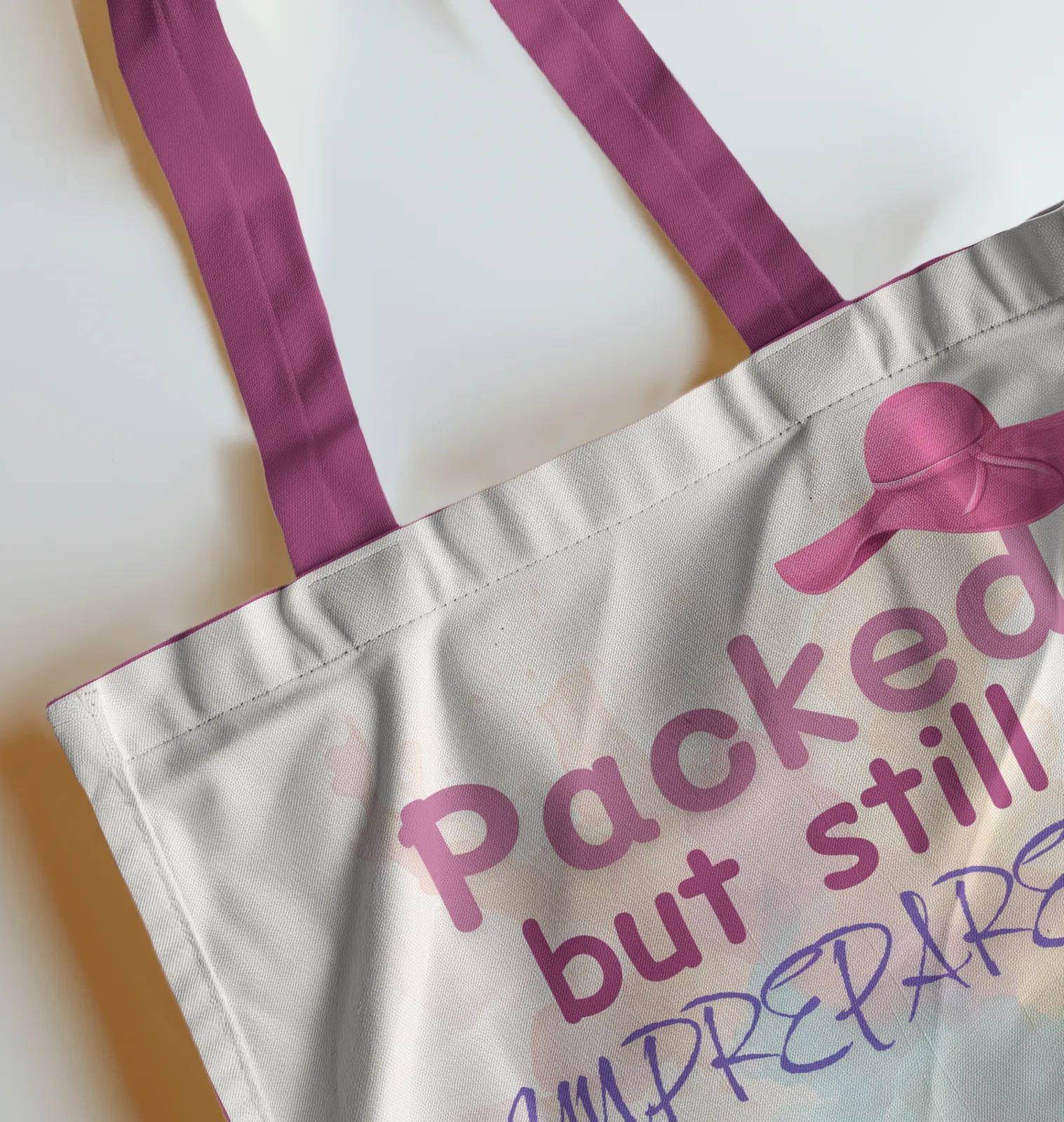 Packed but Still Unprepared Tote Bag with Zipper Beige