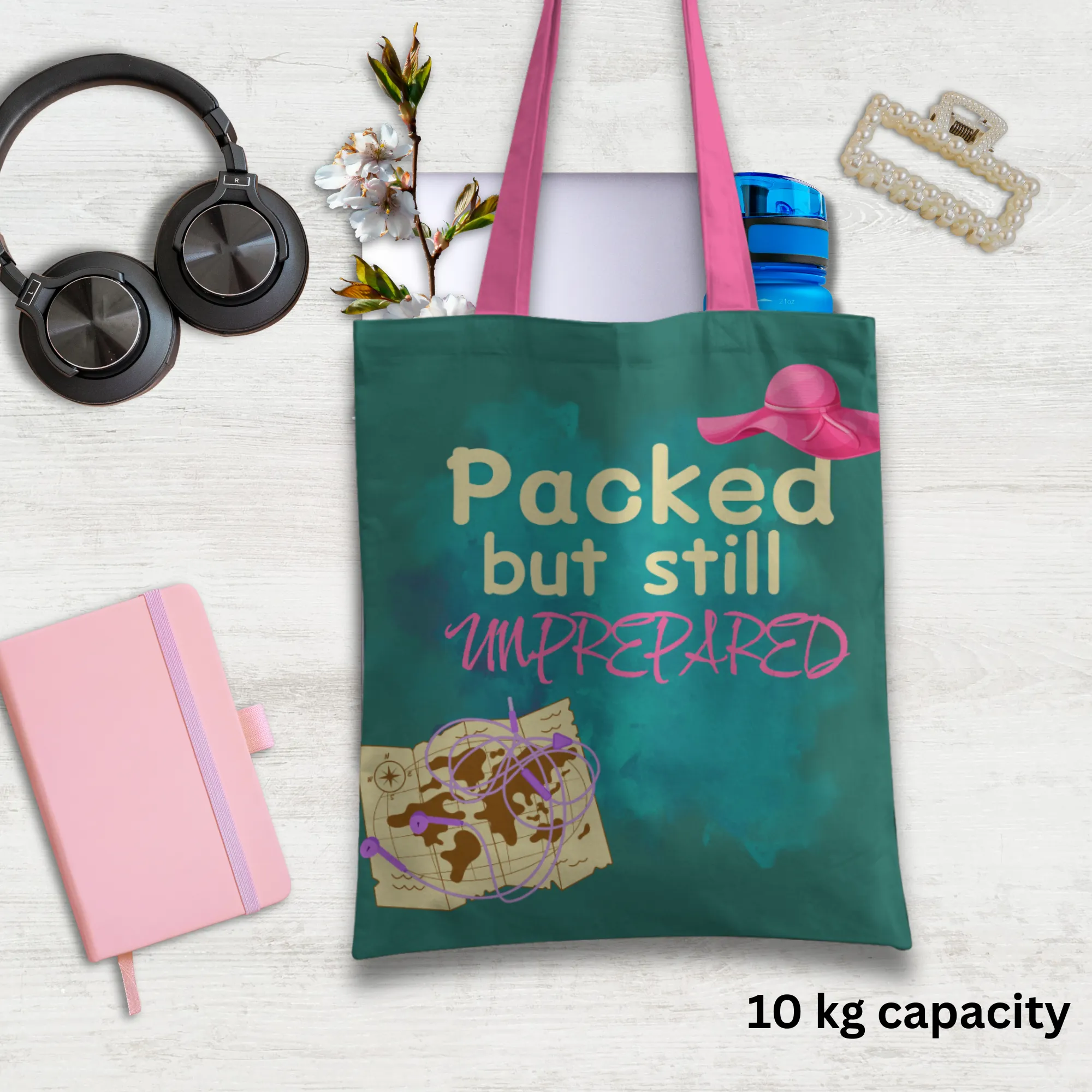 Packed but Still Unprepared Tote Bag with Zipper Dark Green