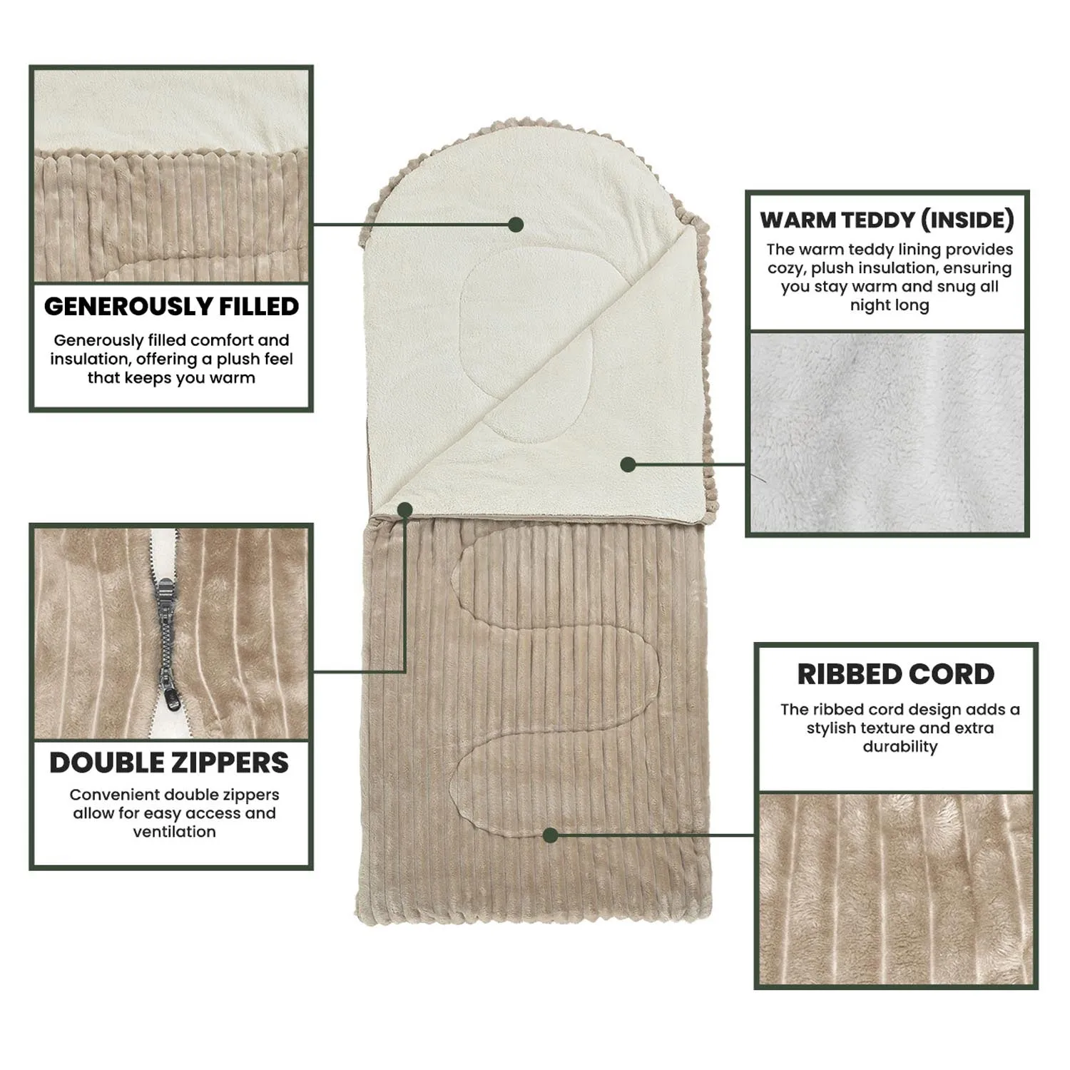 Plush Soft Cord Sleeping Bag