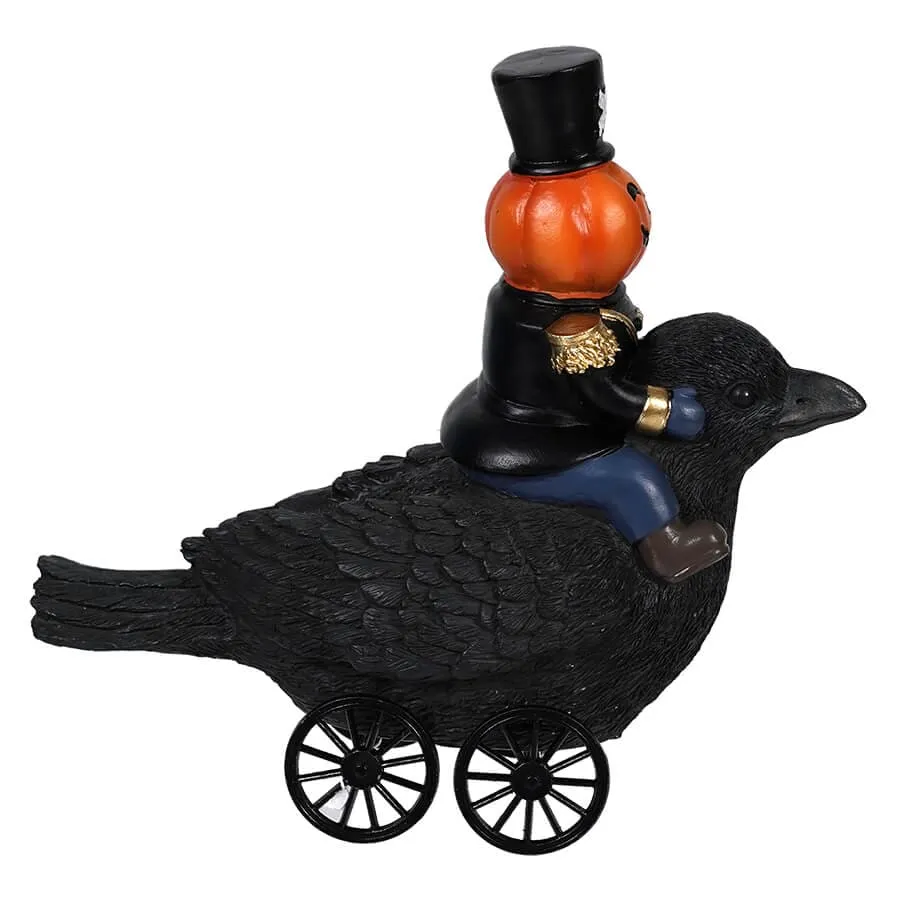 Pumpkin Soldier Riding Crow Wheelie Figure