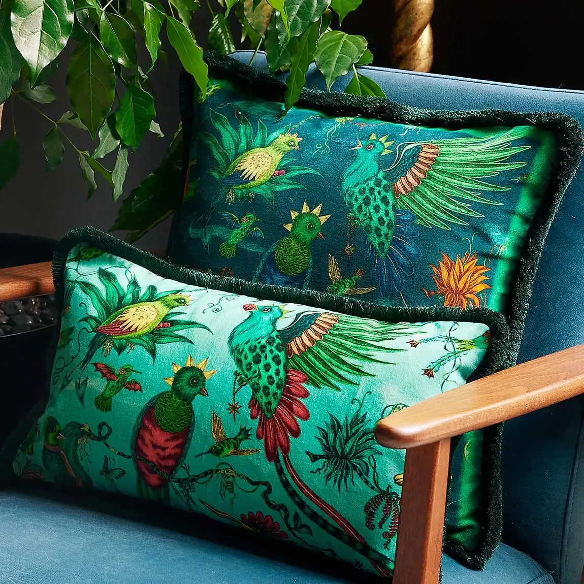 Quetzal Luxury Velvet Bolster Cushion