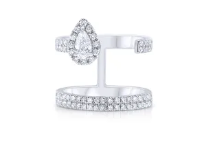 Ring 18kt Gold Open Pear and Round Diamonds