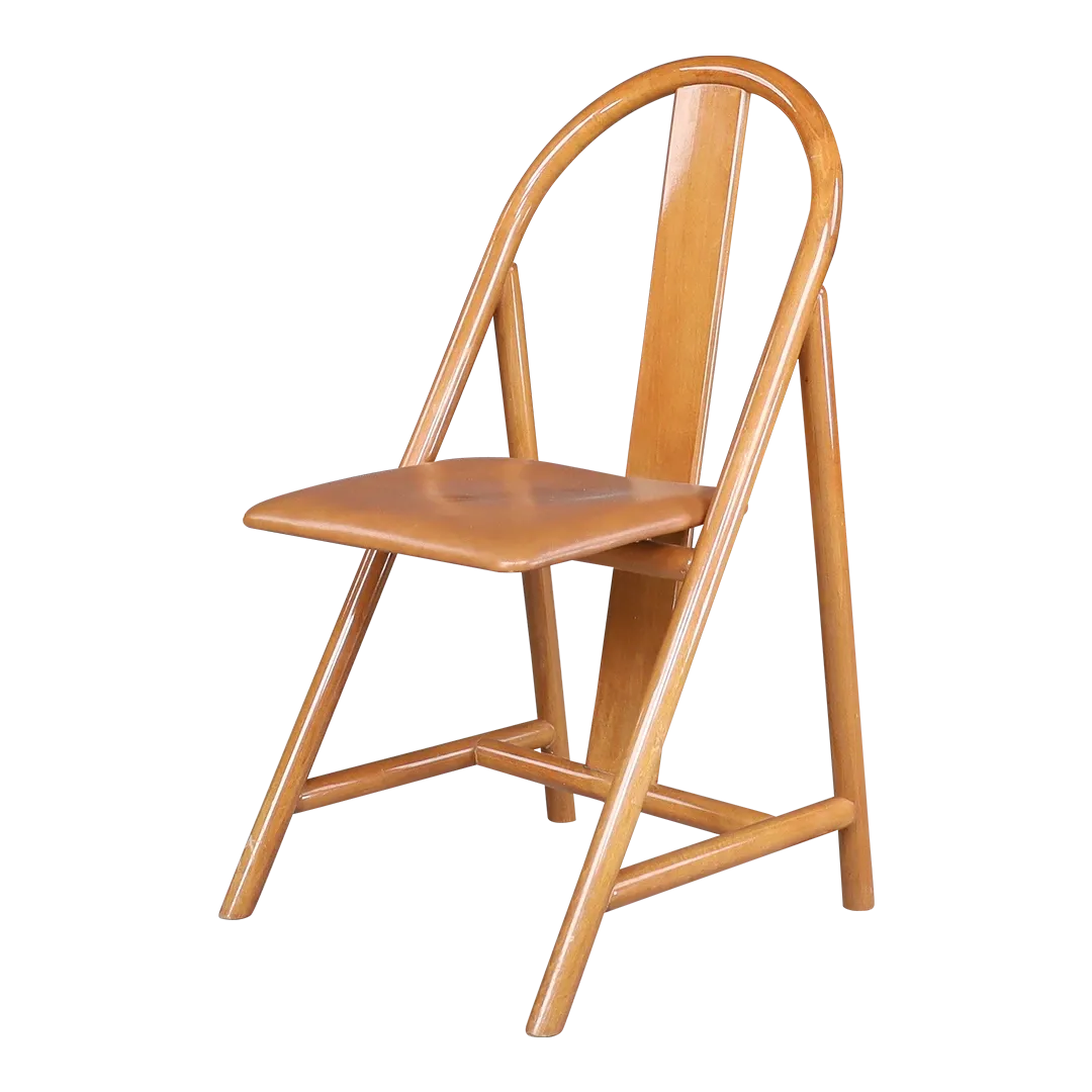 Set 1970s Mobil Girgi : walnut & leather dining chairs, Italy