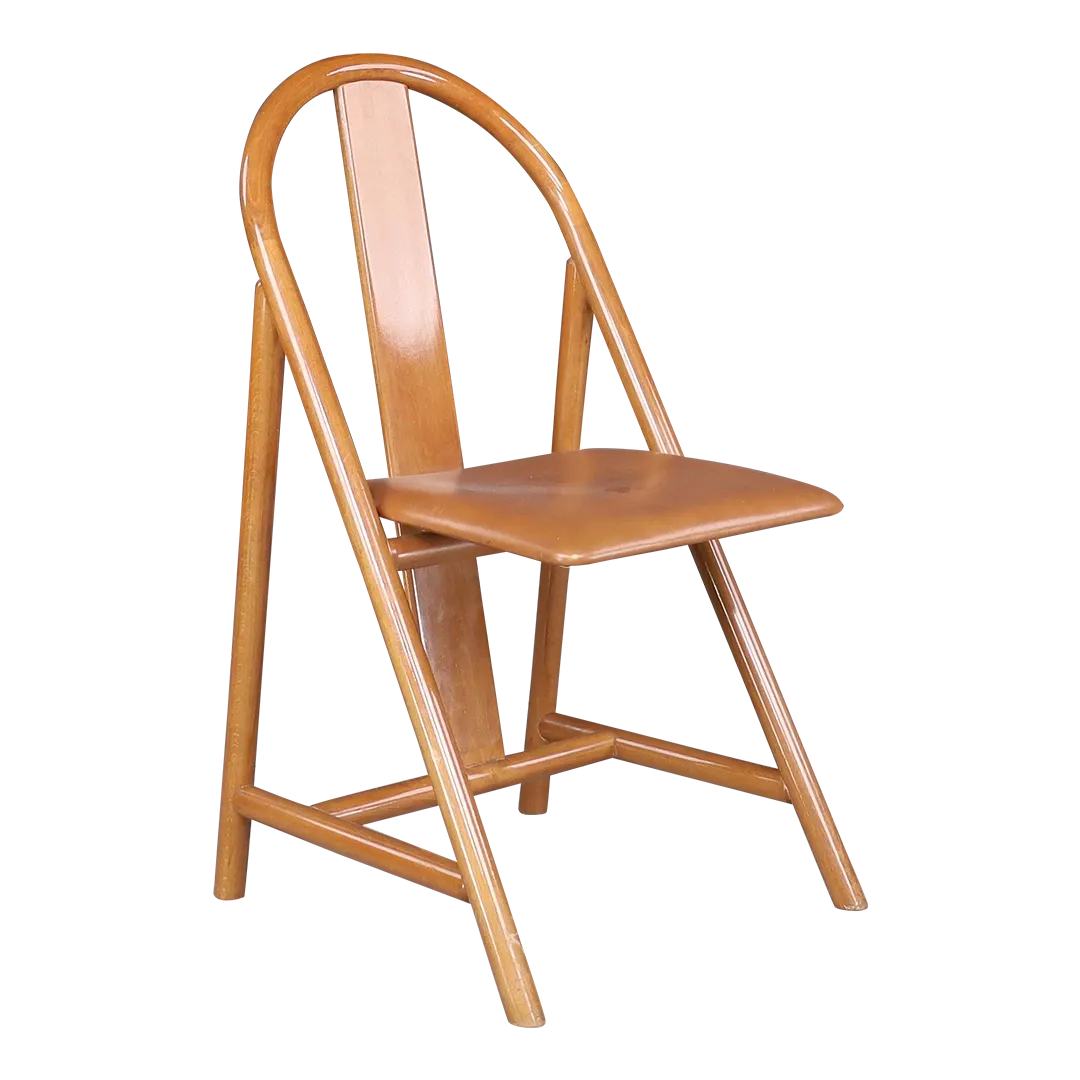 Set 1970s Mobil Girgi : walnut & leather dining chairs, Italy