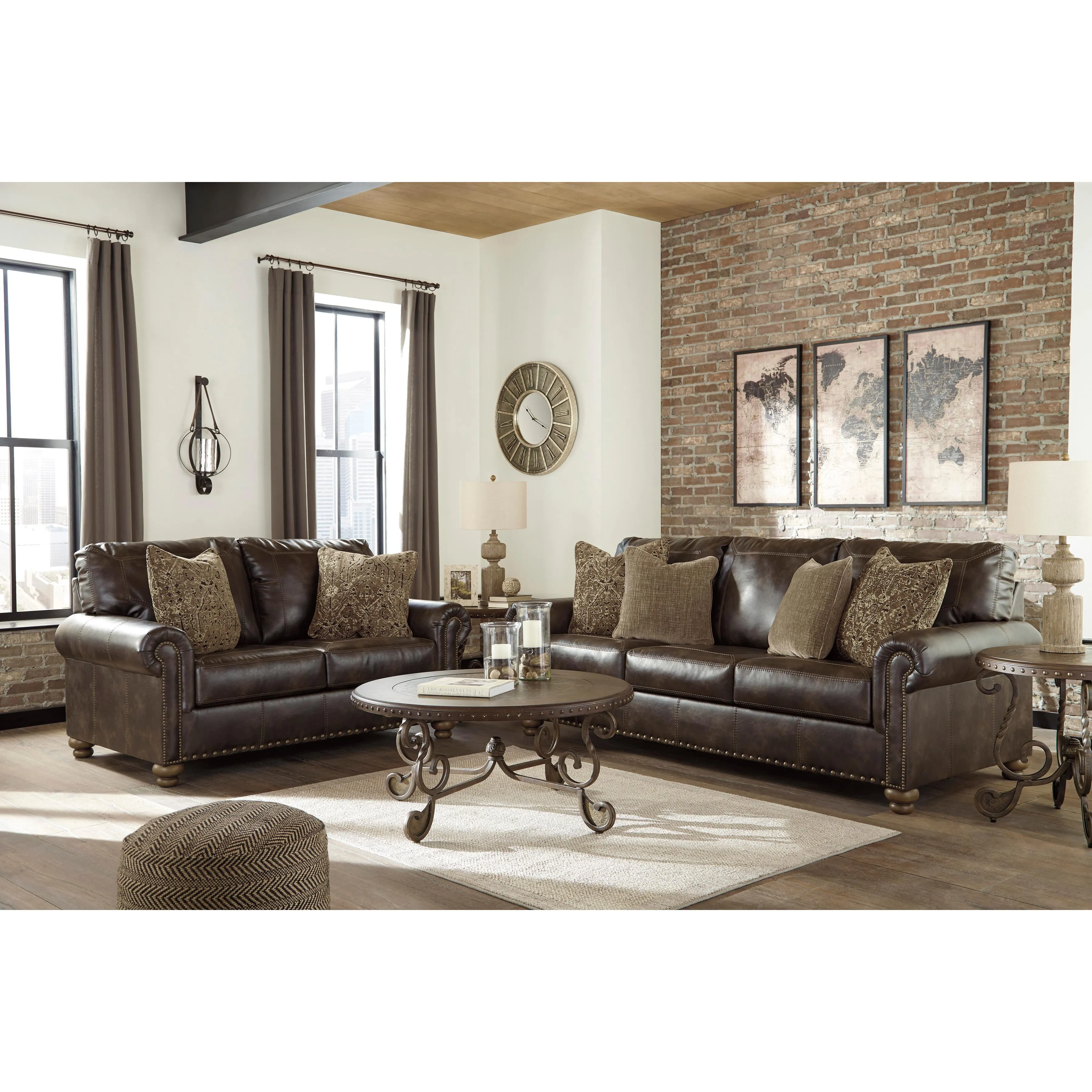 Signature Design by Ashley Nicorvo Stationary Leather Look Loveseat 8050535