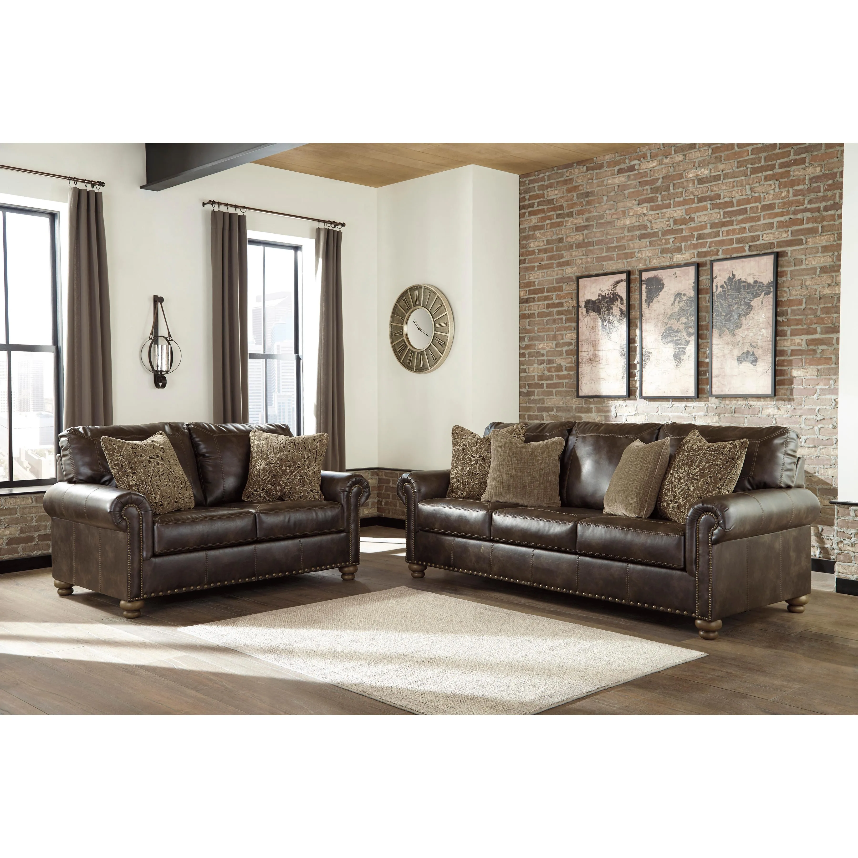 Signature Design by Ashley Nicorvo Stationary Leather Look Loveseat 8050535