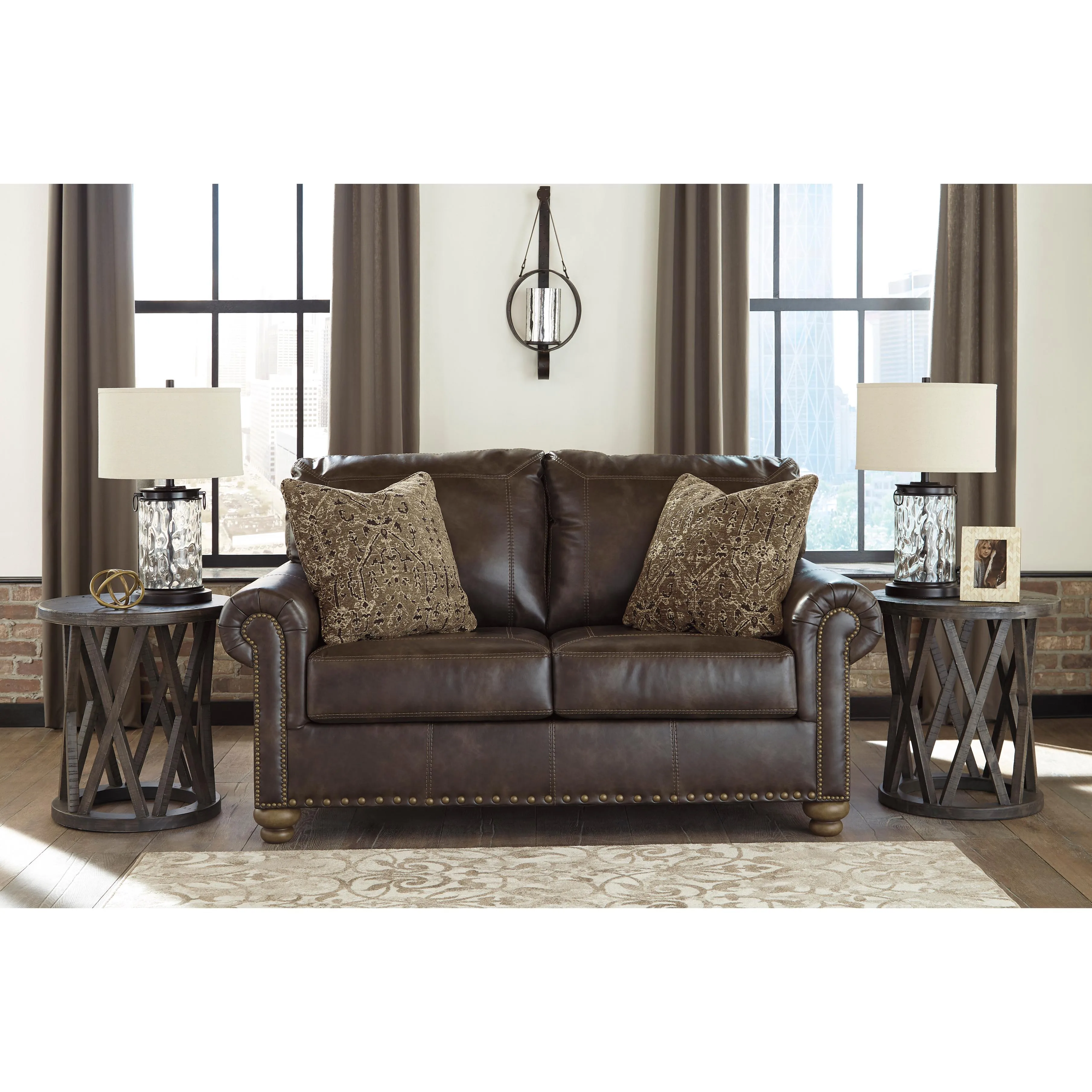 Signature Design by Ashley Nicorvo Stationary Leather Look Loveseat 8050535