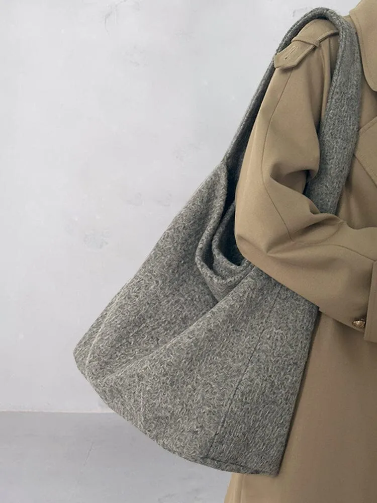 Soft Tweed Canvas Shoulder Bag