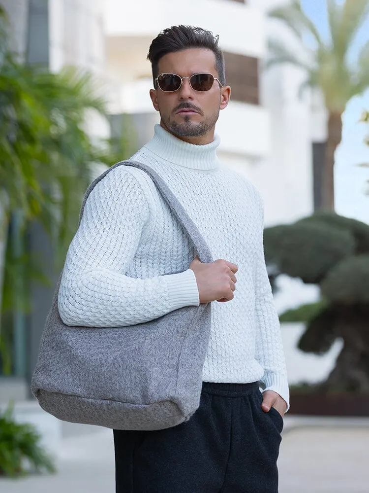 Soft Tweed Canvas Shoulder Bag