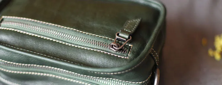 Square Womens Green Leather Crossbody Satchel Purse Small Shoulder Bags for Women