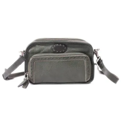 Square Womens Green Leather Crossbody Satchel Purse Small Shoulder Bags for Women