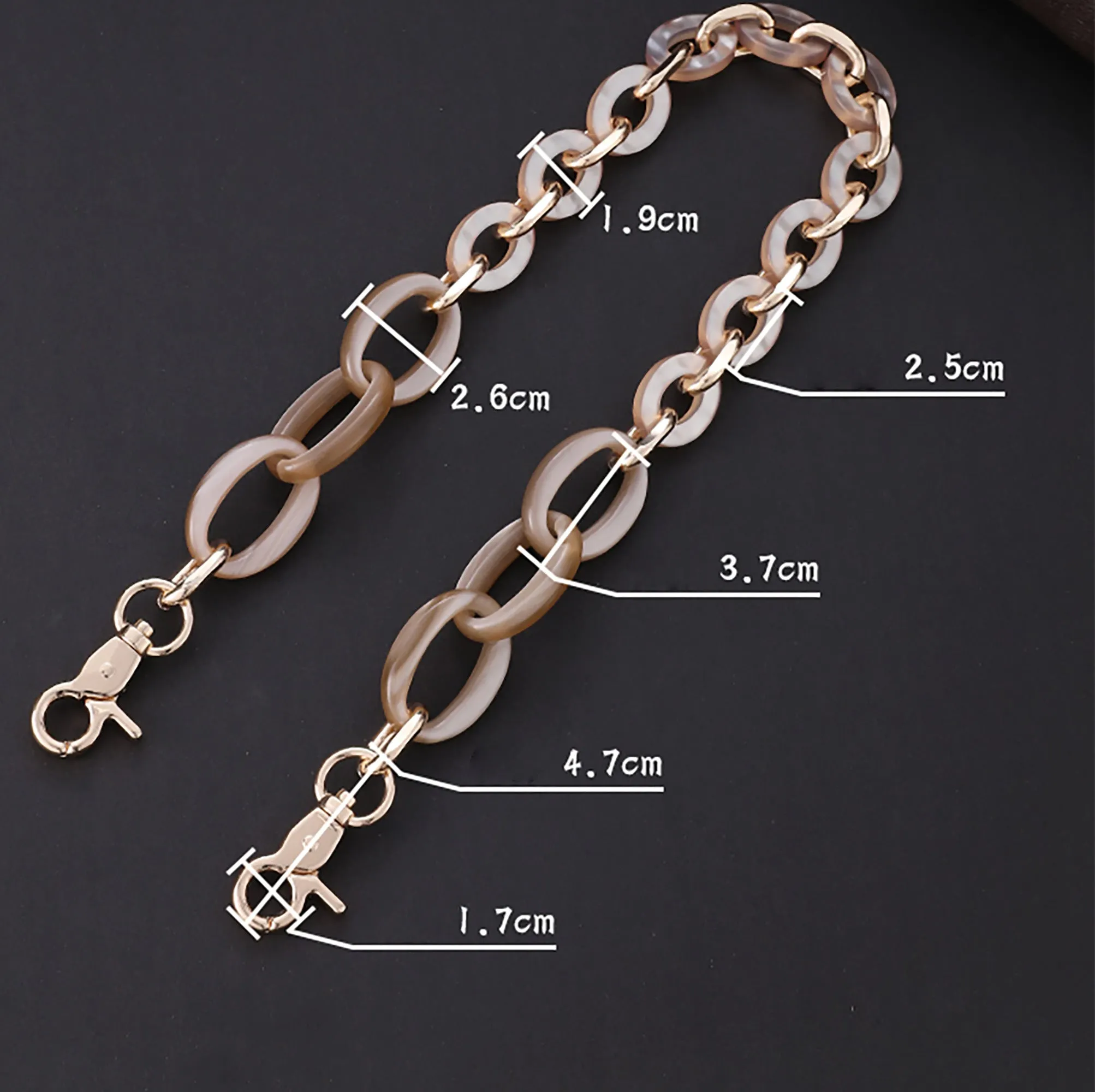 Toiletry bag modification chain accessory, acrylic underarm bag chain, replacement shoulder strap