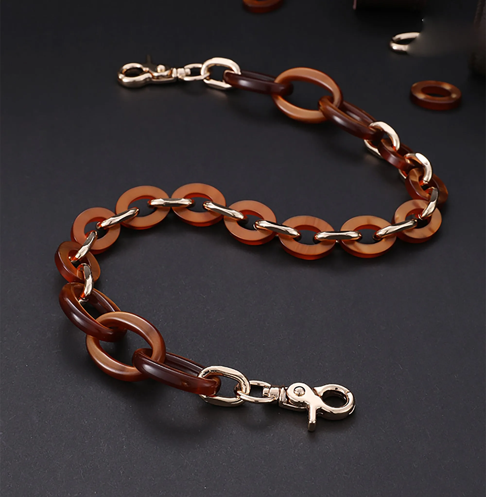Toiletry bag modification chain accessory, acrylic underarm bag chain, replacement shoulder strap