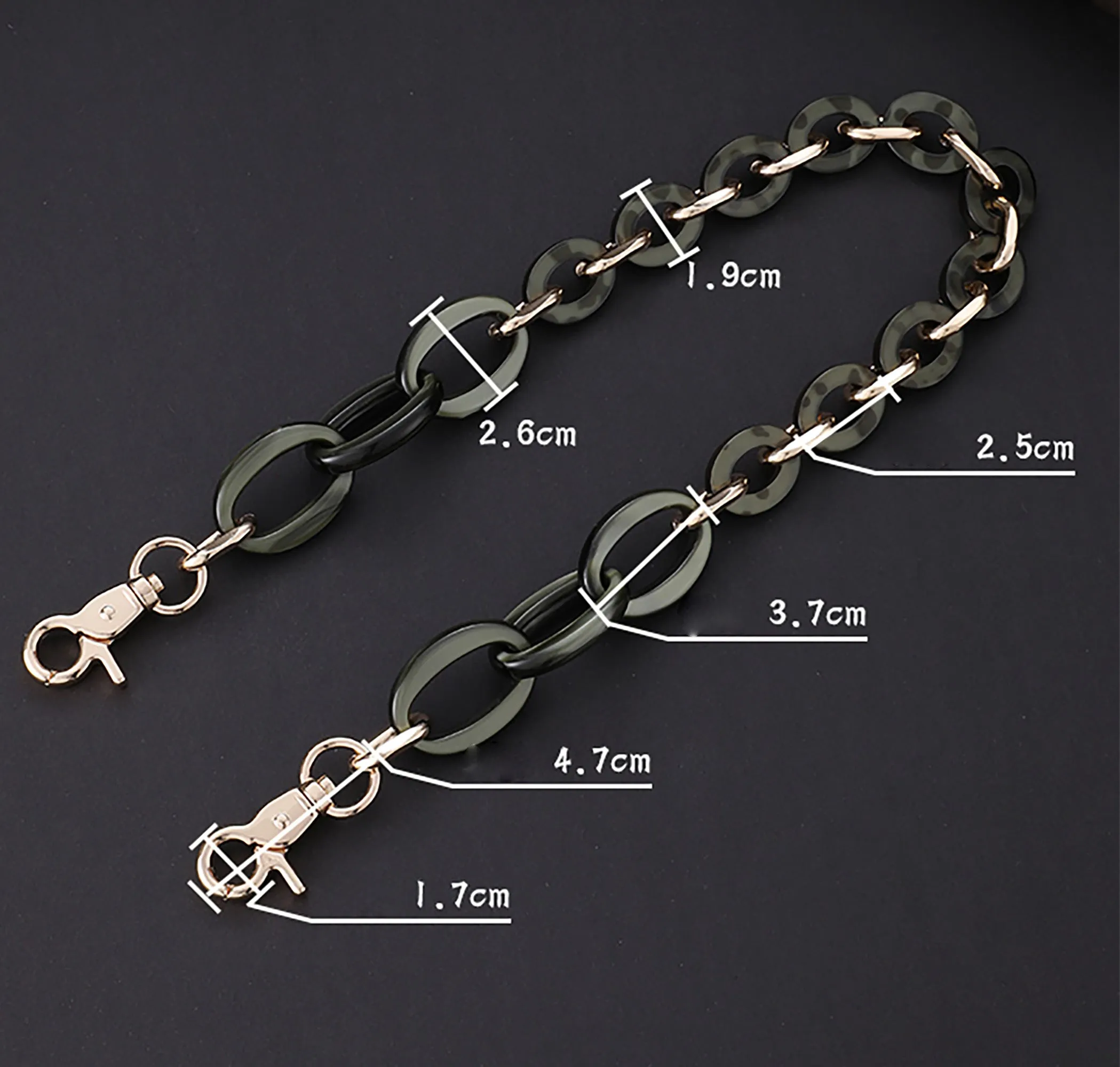 Toiletry bag modification chain accessory, acrylic underarm bag chain, replacement shoulder strap