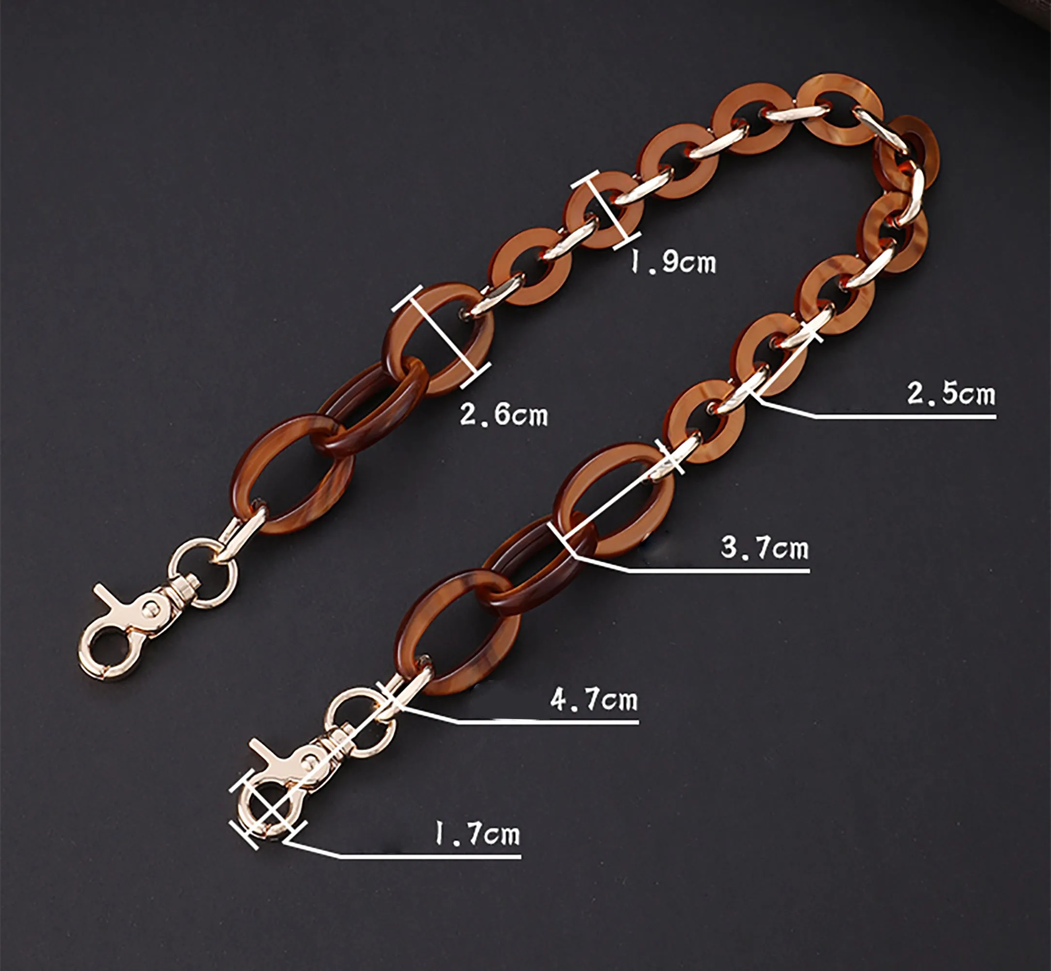 Toiletry bag modification chain accessory, acrylic underarm bag chain, replacement shoulder strap