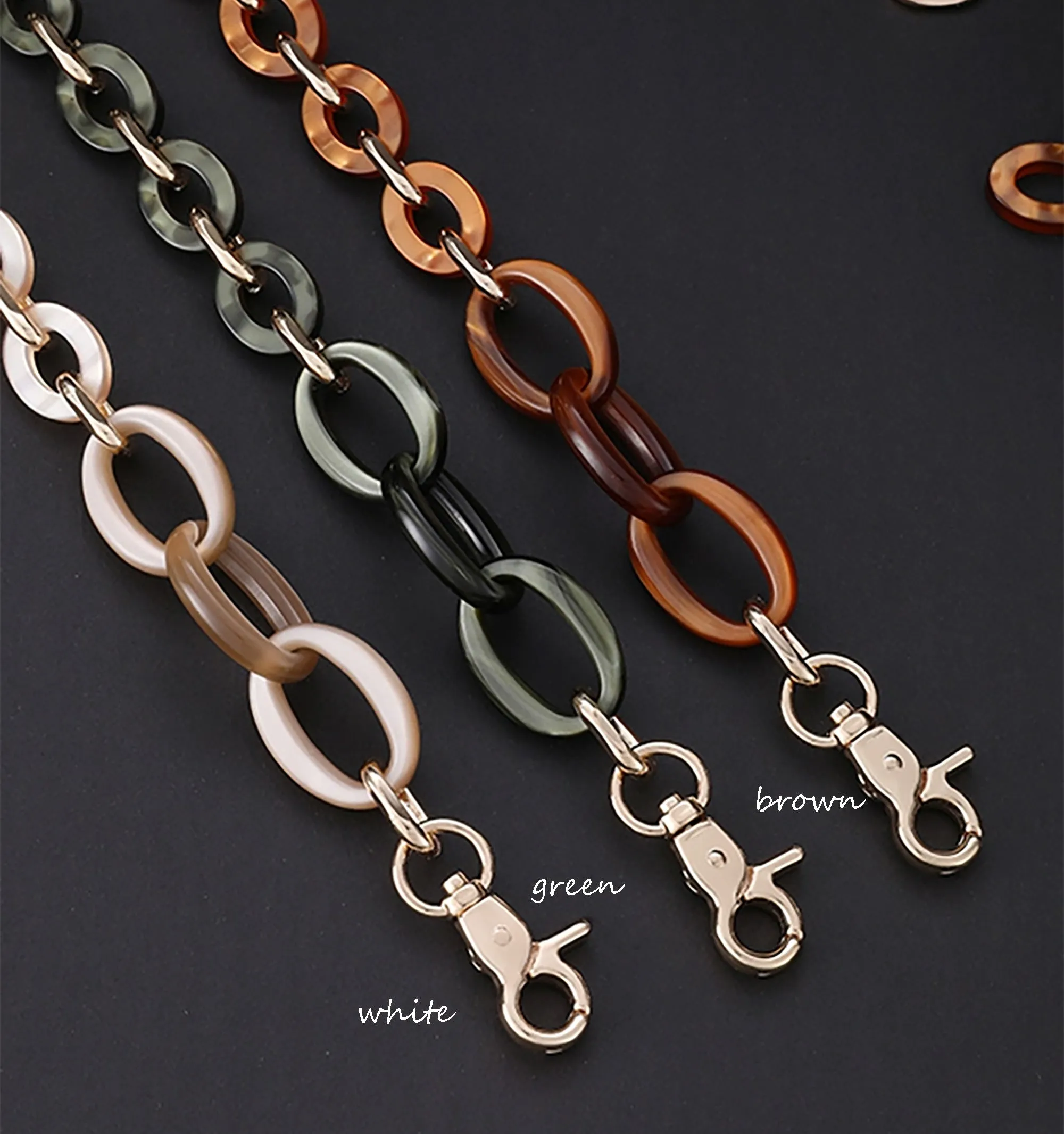 Toiletry bag modification chain accessory, acrylic underarm bag chain, replacement shoulder strap