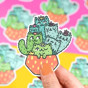 Vinyl Sticker, Cactus Cats Vinyl Sticker, Cactus Cats