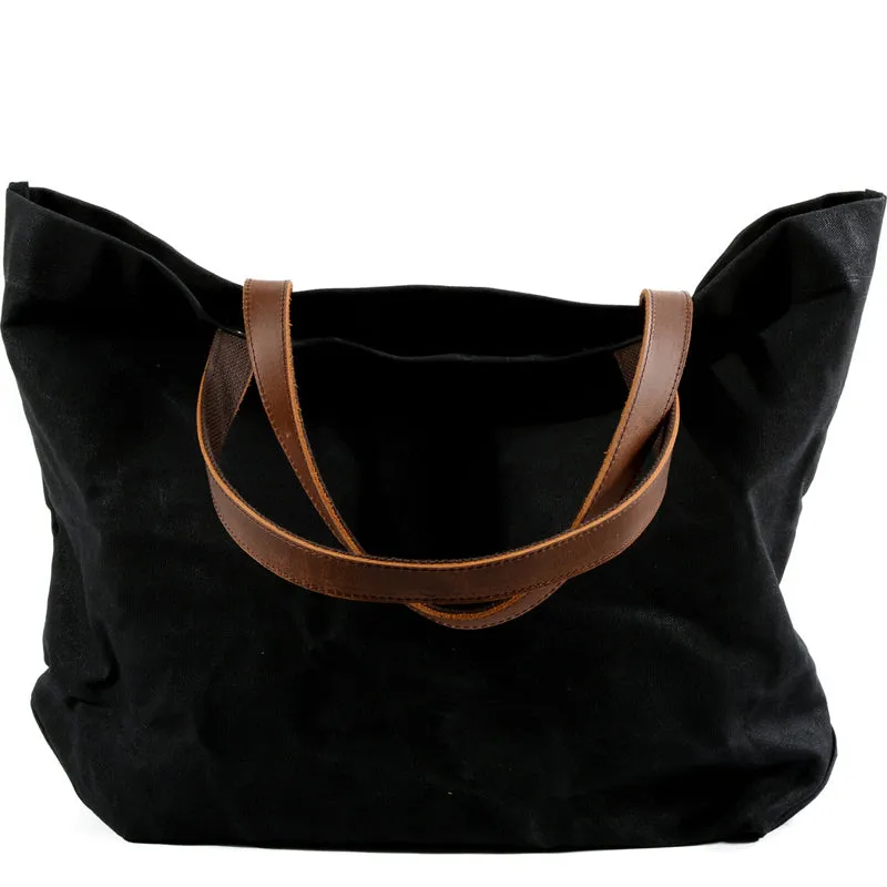 Waxed Canvas Travel Tote Bag Large Carryall Shoulder Bag