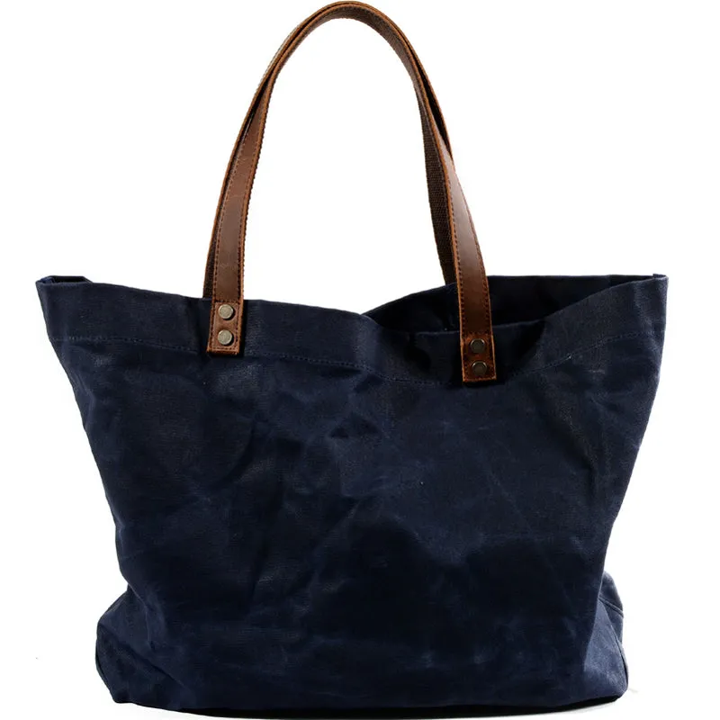 Waxed Canvas Travel Tote Bag Large Carryall Shoulder Bag