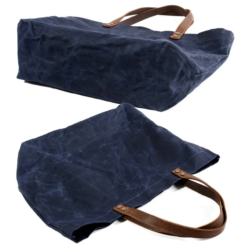 Waxed Canvas Travel Tote Bag Large Carryall Shoulder Bag