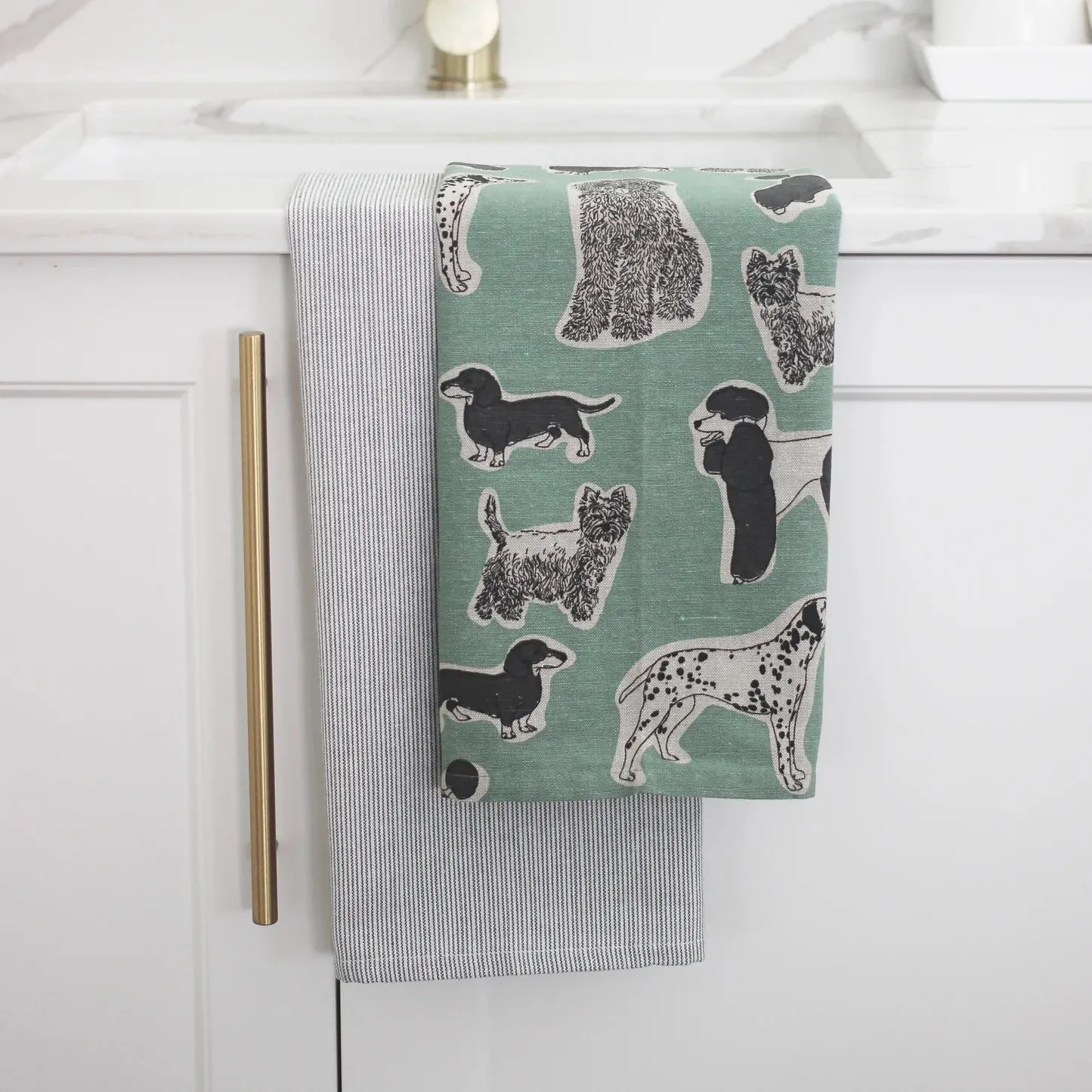 Woof Tea Towel Set - Aqua